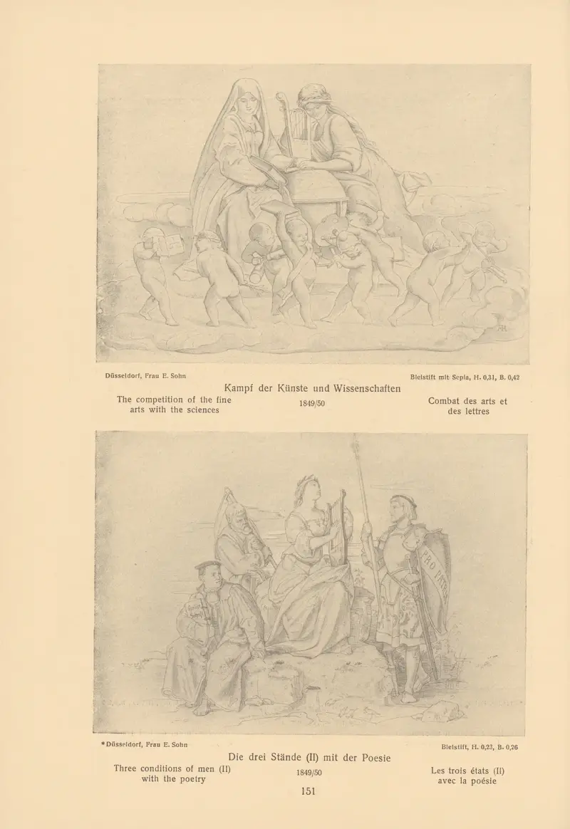 The competition of the fine arts with the sciences, Three conditions of men (II) with the poetry av Alfred Rethel