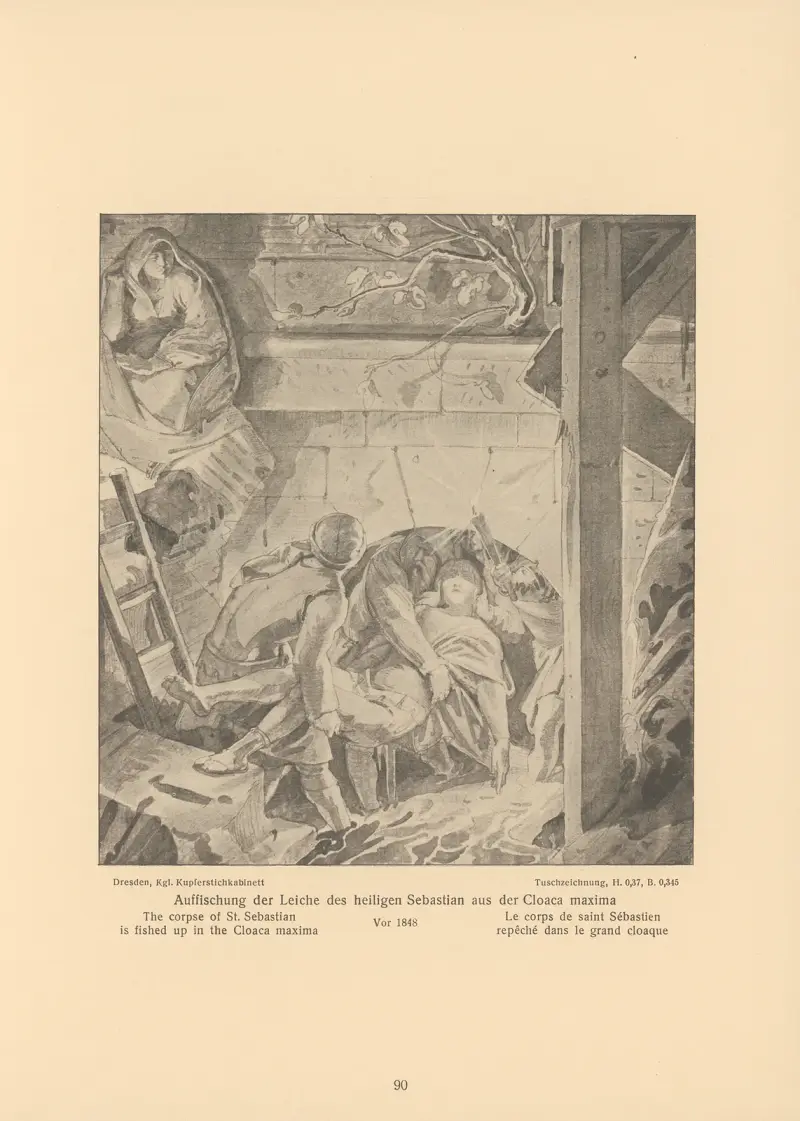 The corpse of St. Sebastian av Alfred Rethel