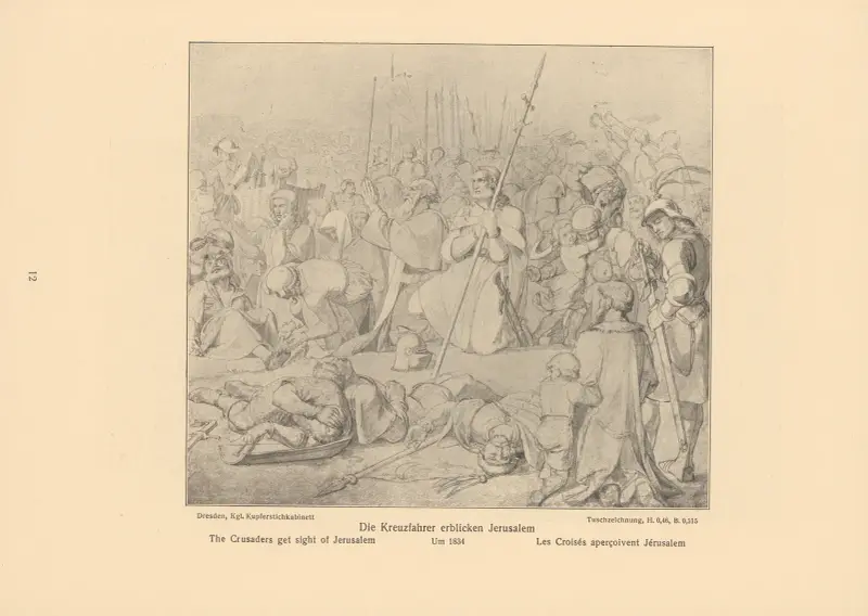 Korsfararna får syn på Jerusalem av Alfred Rethel