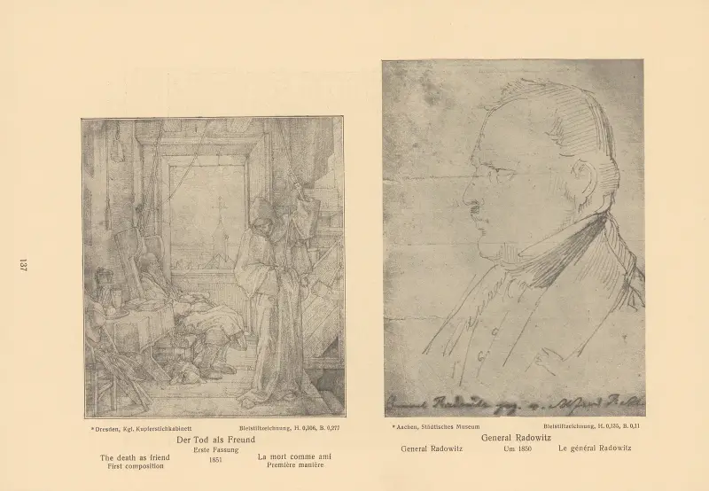 Döden som vän. Första kompositionen, general Radowitz av Alfred Rethel