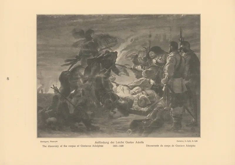 The discovery of the corpse of Gustavus Adolphus av Alfred Rethel