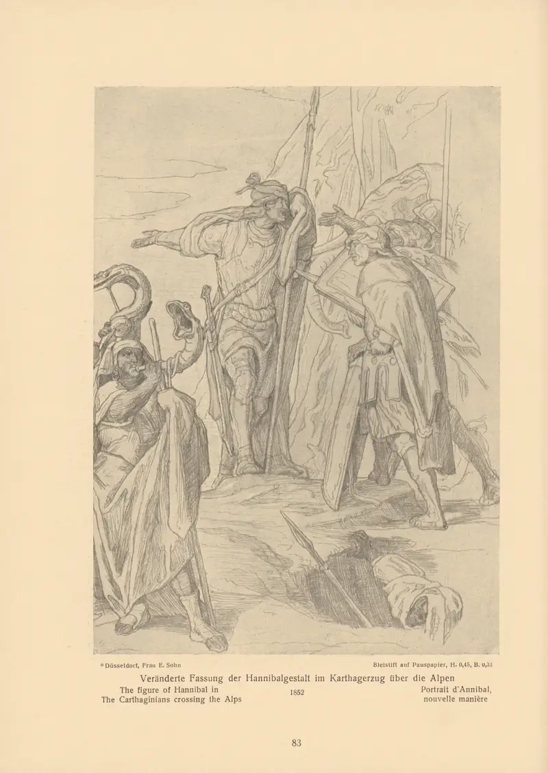 The figure of Hannibal in The Carthaginians crossing the Alps av Alfred Rethel
