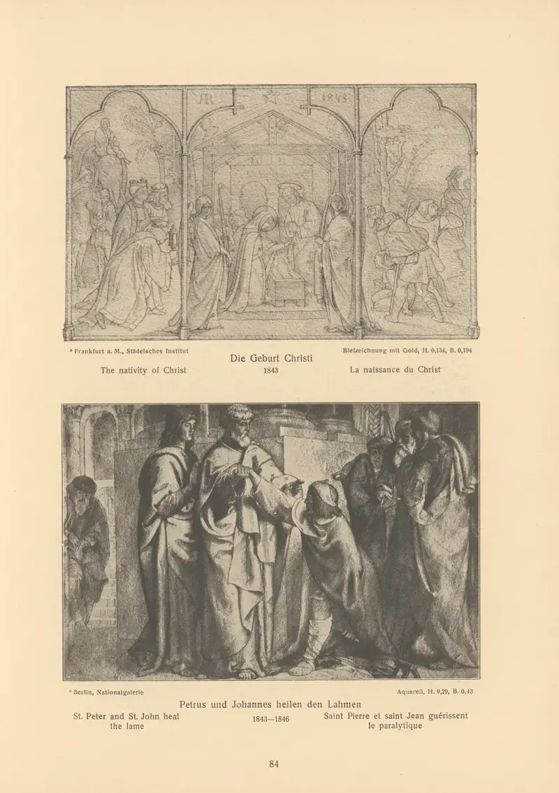 Die Geburt Christi, Petrus und Johannes heilen den Lahmen von Alfred Rethel