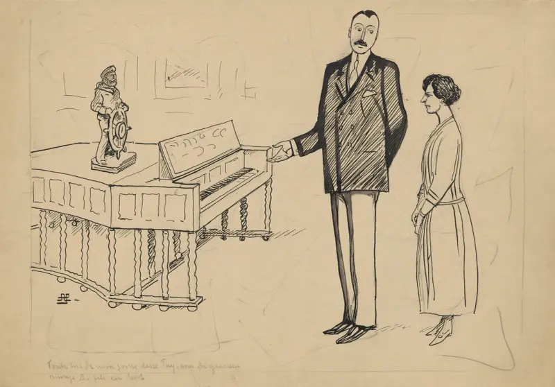 Among other things, the silver wedding couple received a bright red grand piano and a figurine of a captain at his anchor as gifts av Alfred Schmidt