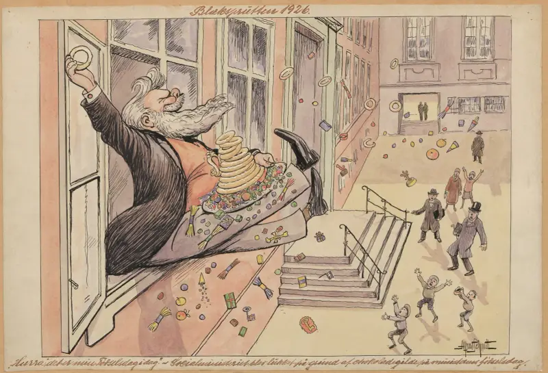 Borgbjerg celebrates his birthday with cake and candy av Alfred Schmidt