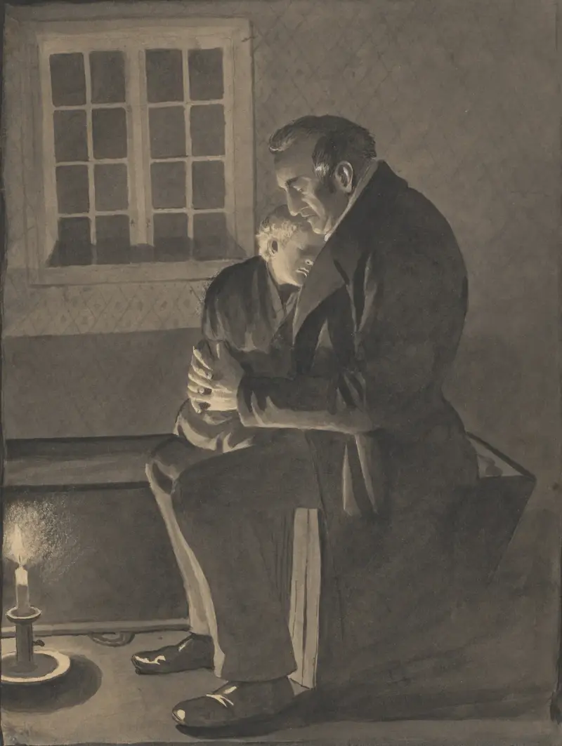 Man och sovande barn av Alfred Schmidt