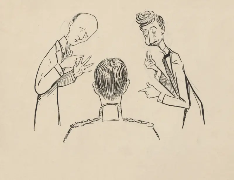 Munch and Rode try to explain something to the king. av Alfred Schmidt