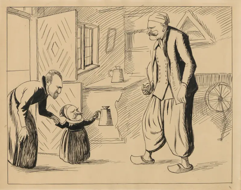 Piper and Neergaard begging at Neergaard’s house av Alfred Schmidt