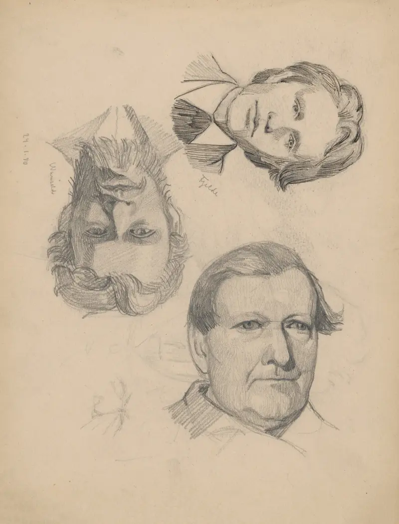 Porträtt av tre män av Alfred Schmidt