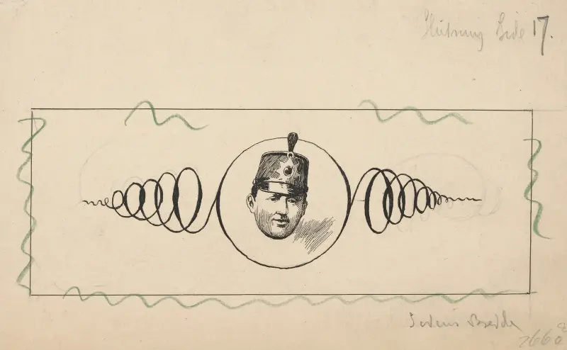 Soldier’s head in a circle. av Alfred Schmidt