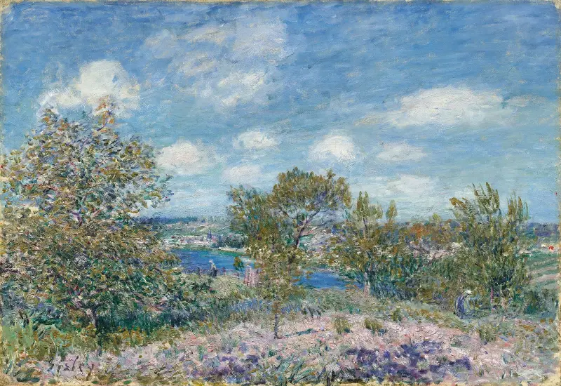 Après-midi de mai à By, près de Moret-sur-Loing av Alfred Sisley