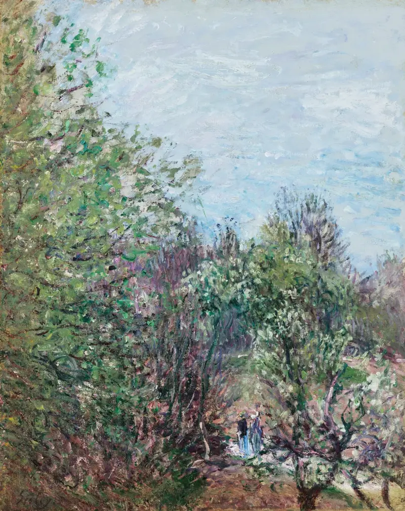 Deux personnages à la lisière d’un bois, Veneux-Nadon av Alfred Sisley