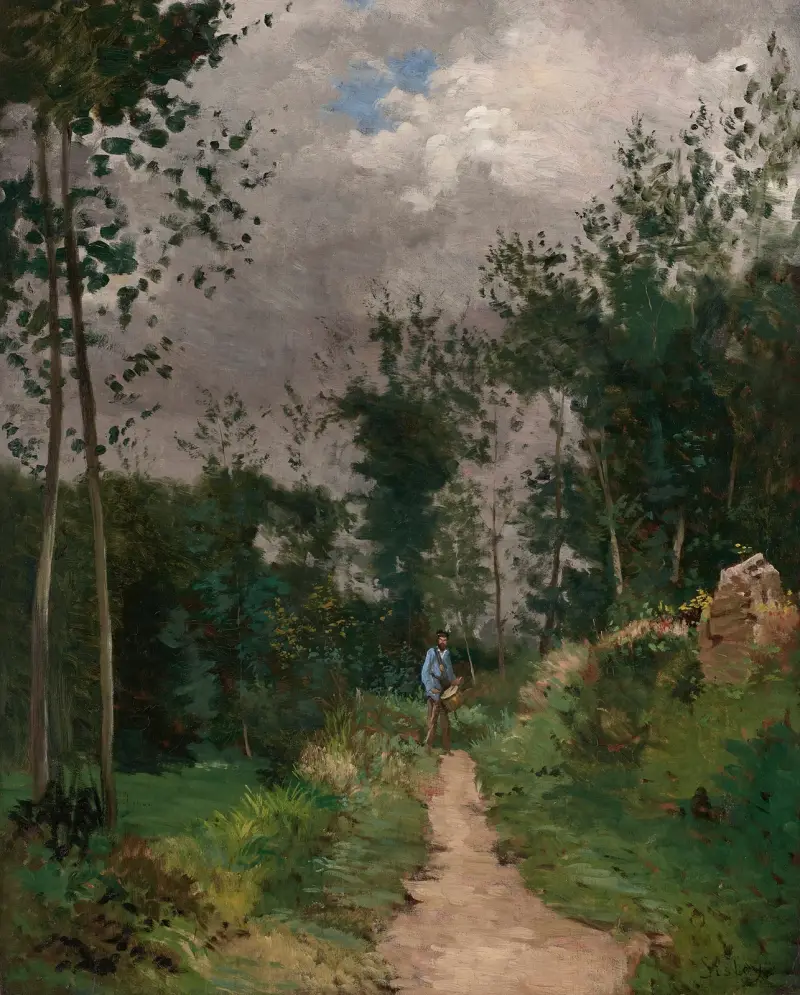 Garde-champêtre dans la forêt de Fontainebleau av Alfred Sisley