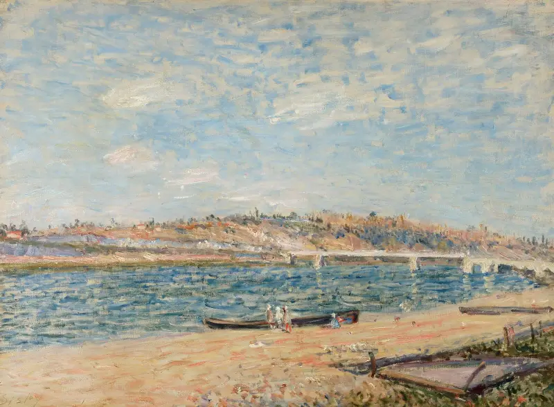La Berge À Saint-Mammès av Alfred Sisley
