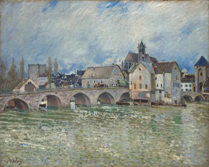 Most w Moret-sur-Loing podczas powodzi, Alfred Sisley