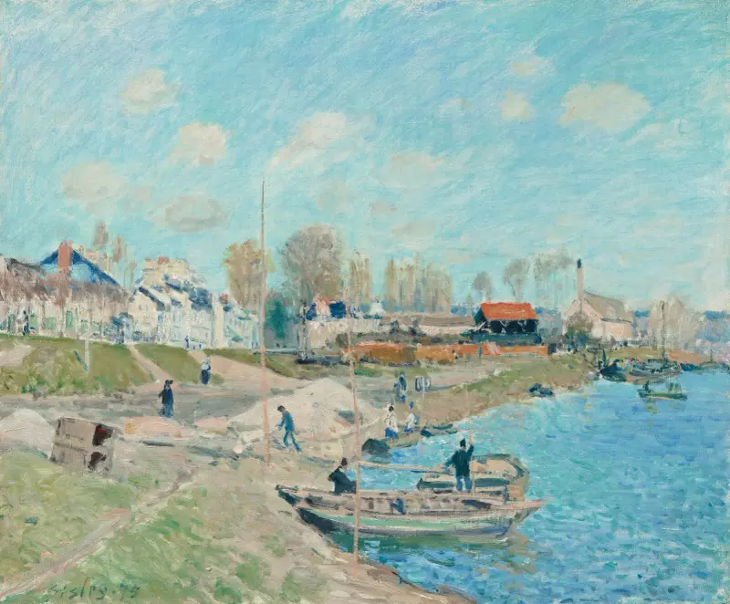 Le quai à sable, environs de Port-Marly av Alfred Sisley