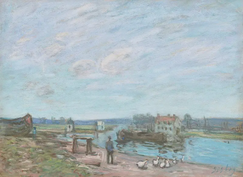 Gäss vid Saint-Mammès, 1886 av Alfred Sisley