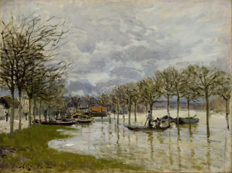 The Flood on the Road to Saint-Germain av Alfred Sisley