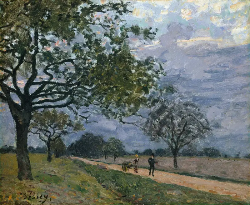 The Road from Versailles to Louveciennes av Alfred Sisley