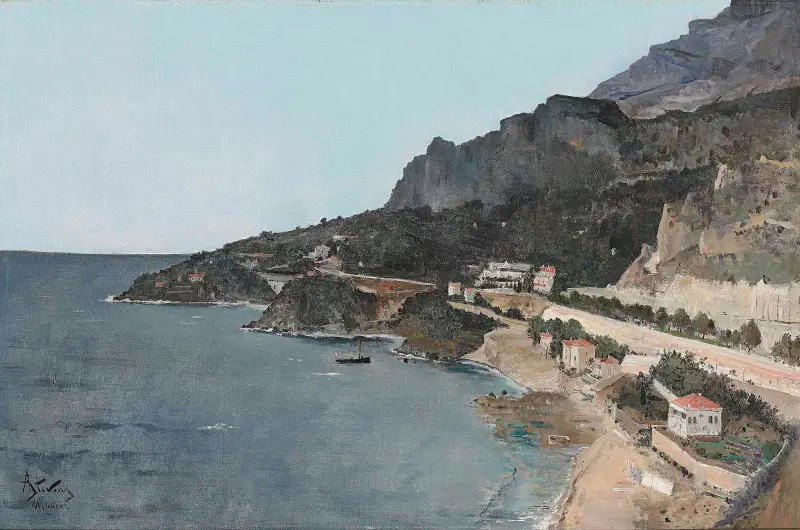 Cap d'Ail, vy från prinsens av Monaco palats av Alfred Stevens
