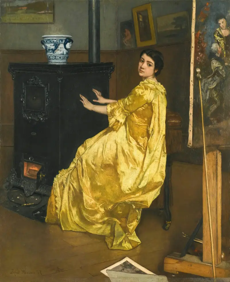 Dans l’atelier; le repos du modèle av Alfred Stevens
