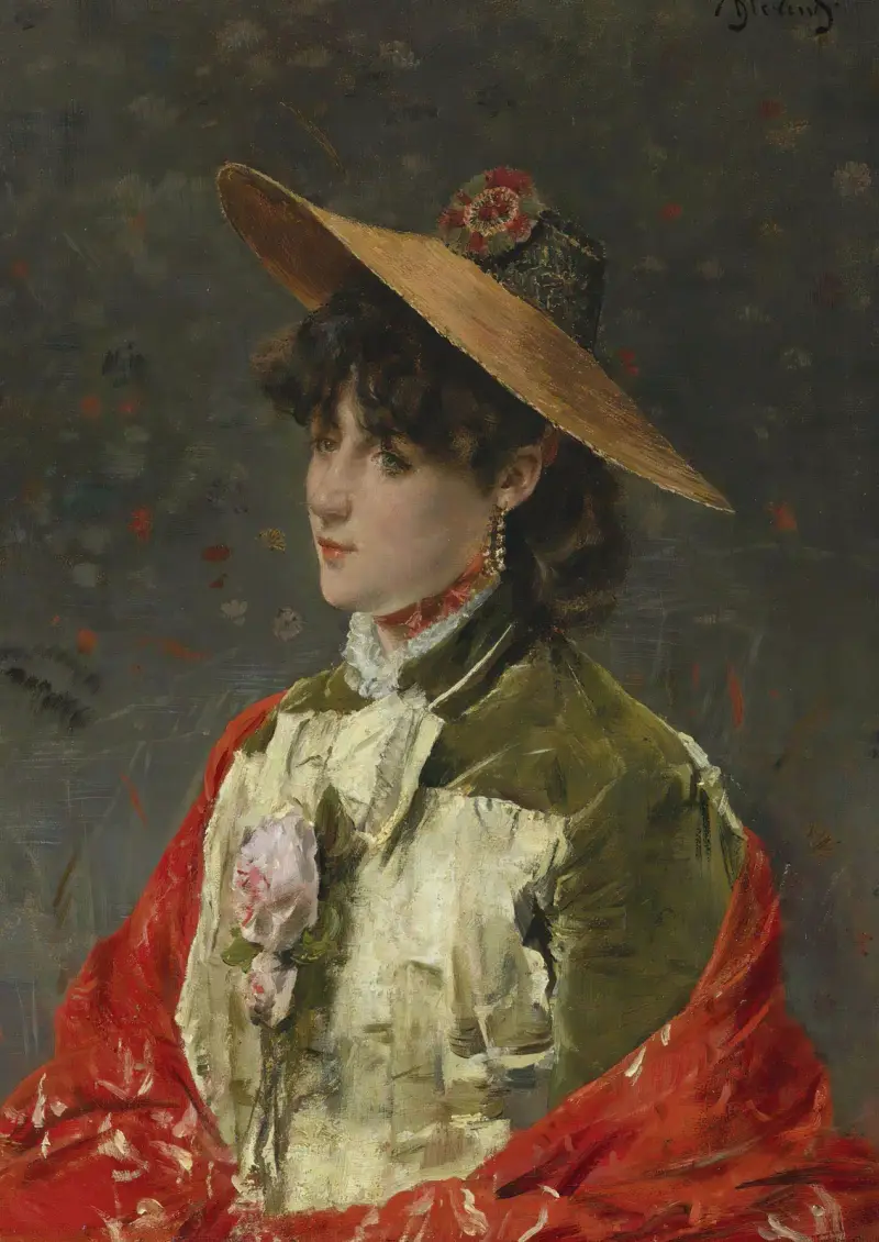 Kvinna med halmhatt av Alfred Stevens