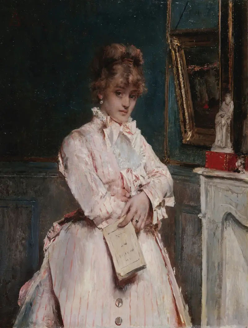 Ung kvinna med bok av Alfred Stevens