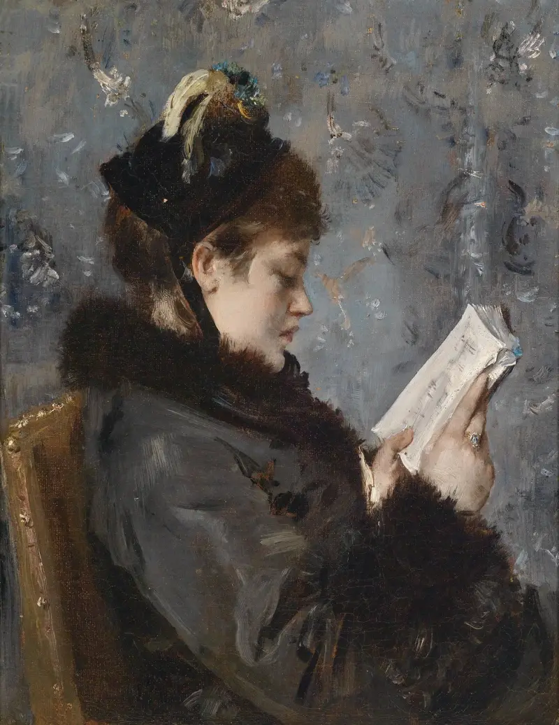 Portrait of a young lady av Alfred Stevens
