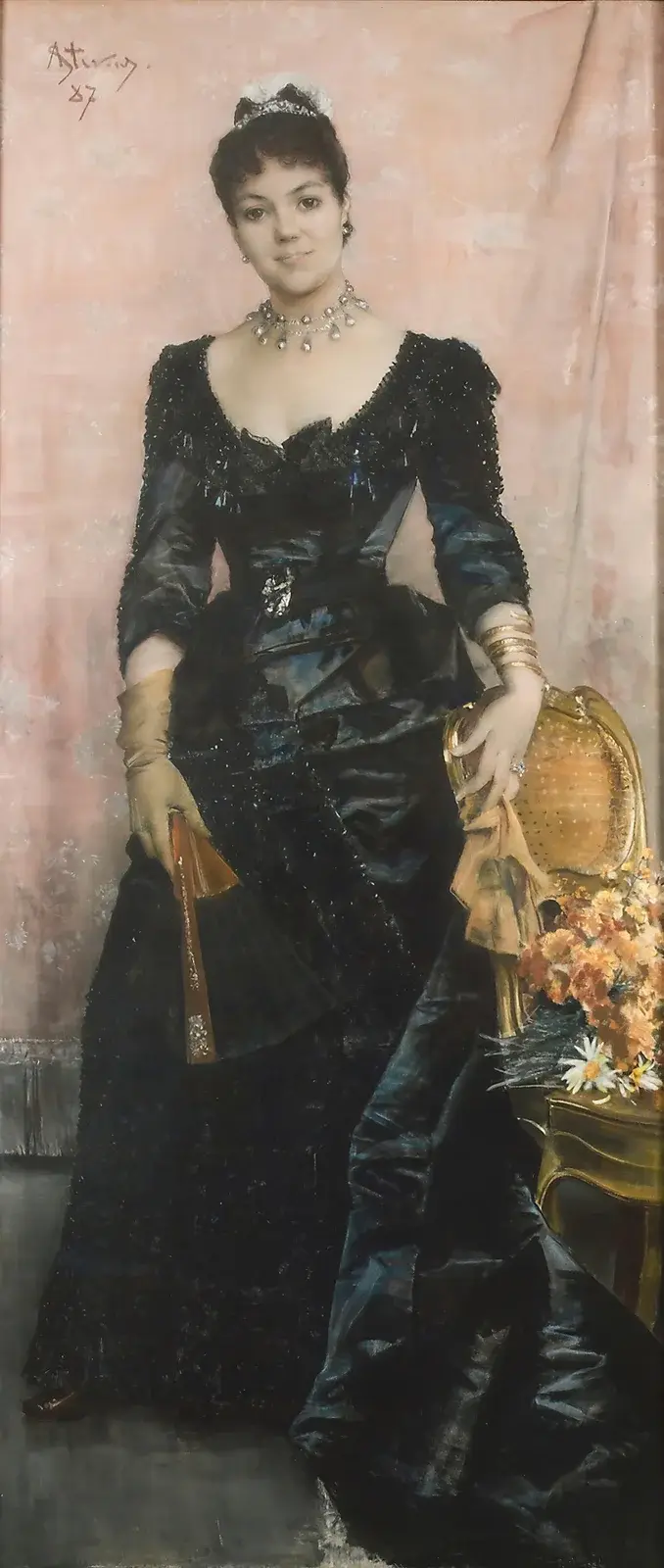 Porträtt av baronessan du Mesnil de Saint-Front av Alfred Stevens
