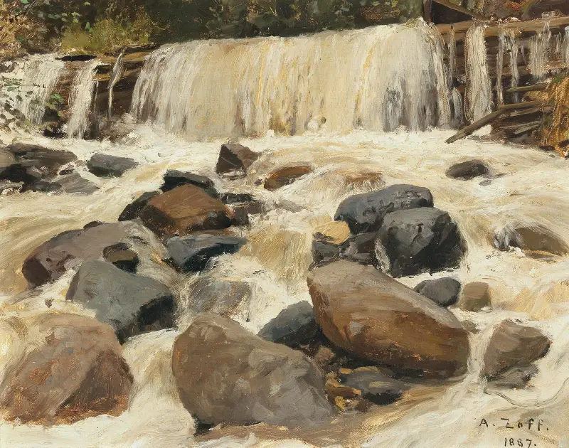 Ein Fluss mit Damm von Alfred Zoff