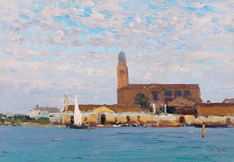 Vy över katedralen i Chioggia av Alfred Zoff