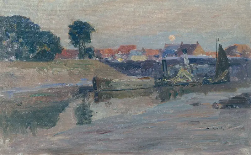 Uppgående måne över Nieuport av Alfred Zoff