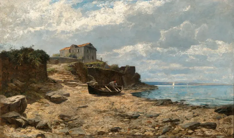 Fischer am Ufer von Valascu von Alfred Zoff