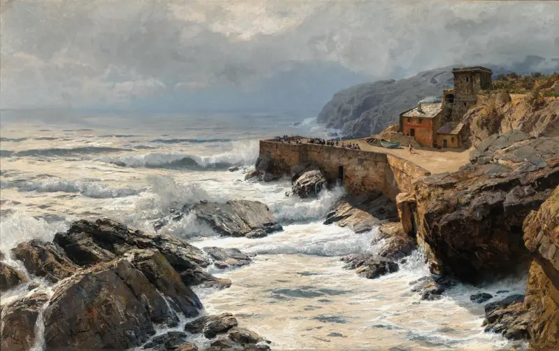 Riviera, Breaking Waves in Boccadasse av Alfred Zoff