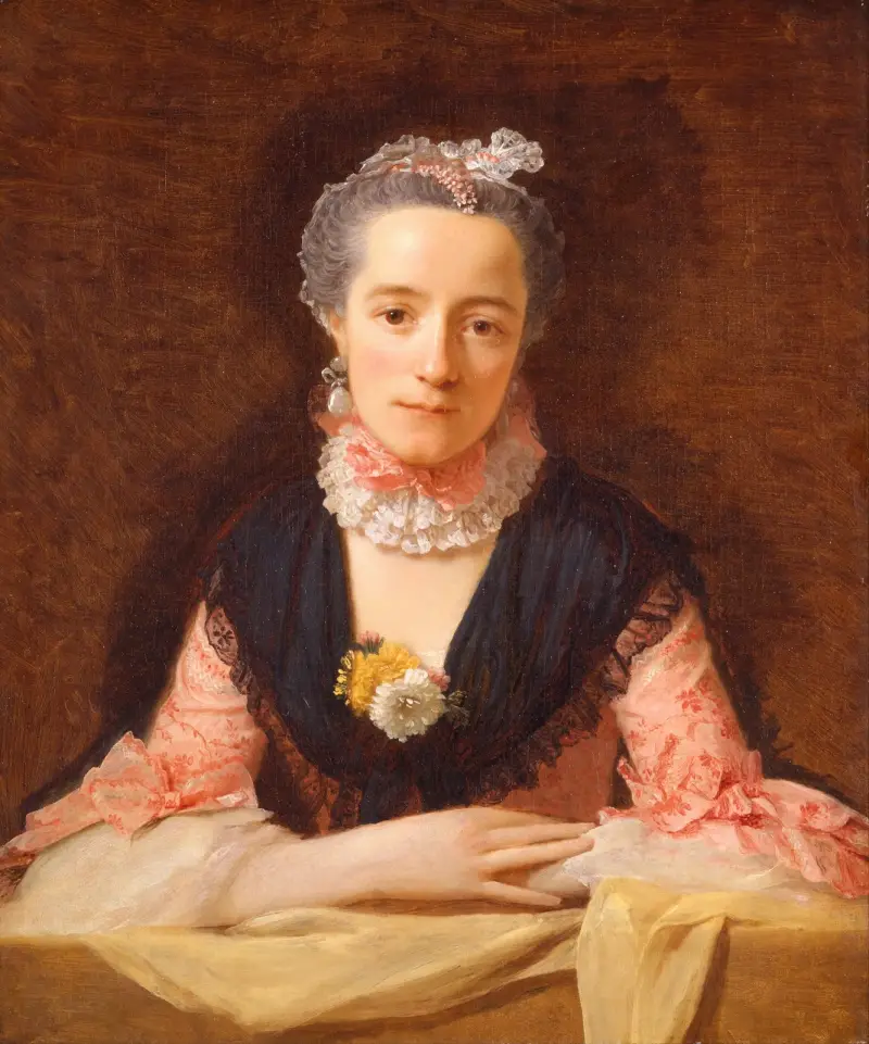 Lady In A Pink Silk Dress av Allan Ramsay