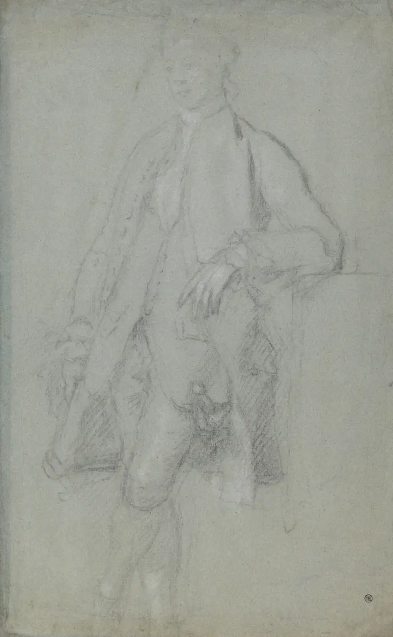 Man Standing, Leaning on Left Elbow, Full-Length av Allan Ramsay