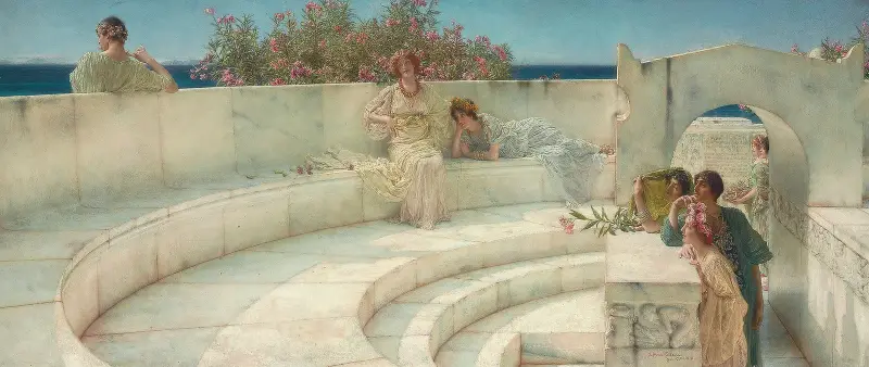 Unter dem Dach blauen ionischen Wetters von Lawrence Alma-Tadema