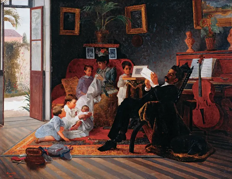 Scene Of Adolfo Pinto’S Family av Almeida Júnior