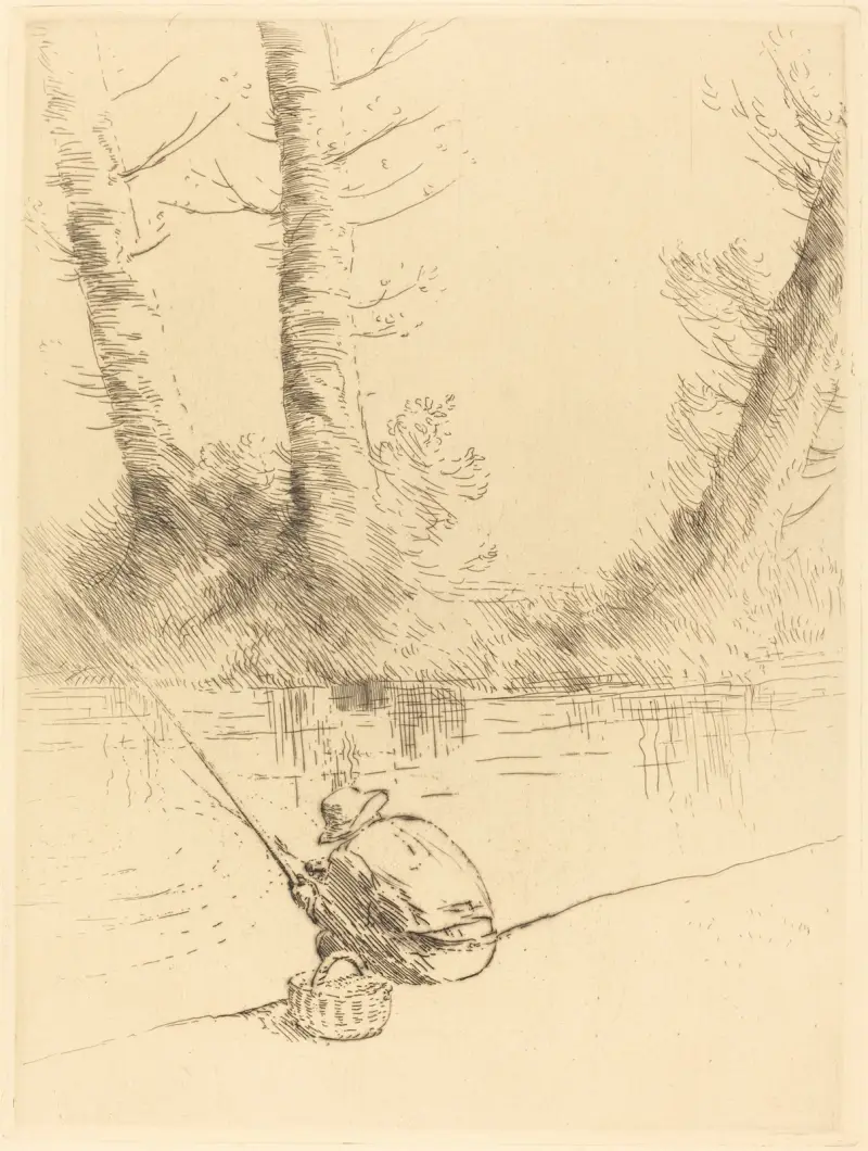 Angler (Le pecheur a la ligne) av Alphonse Legros