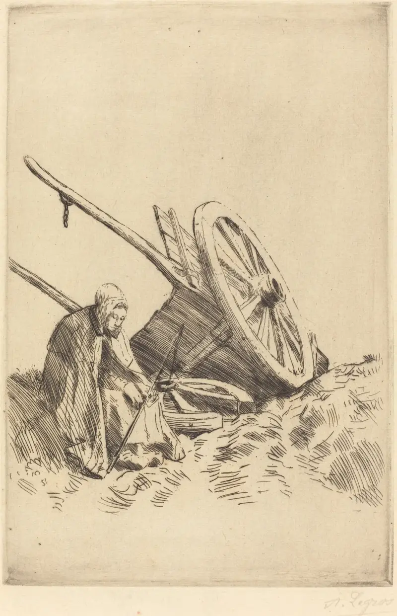 Broken Cart (La charrette brisee) av Alphonse Legros