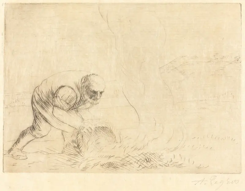 Burning Grass (Le bruleur d’herbes) av Alphonse Legros