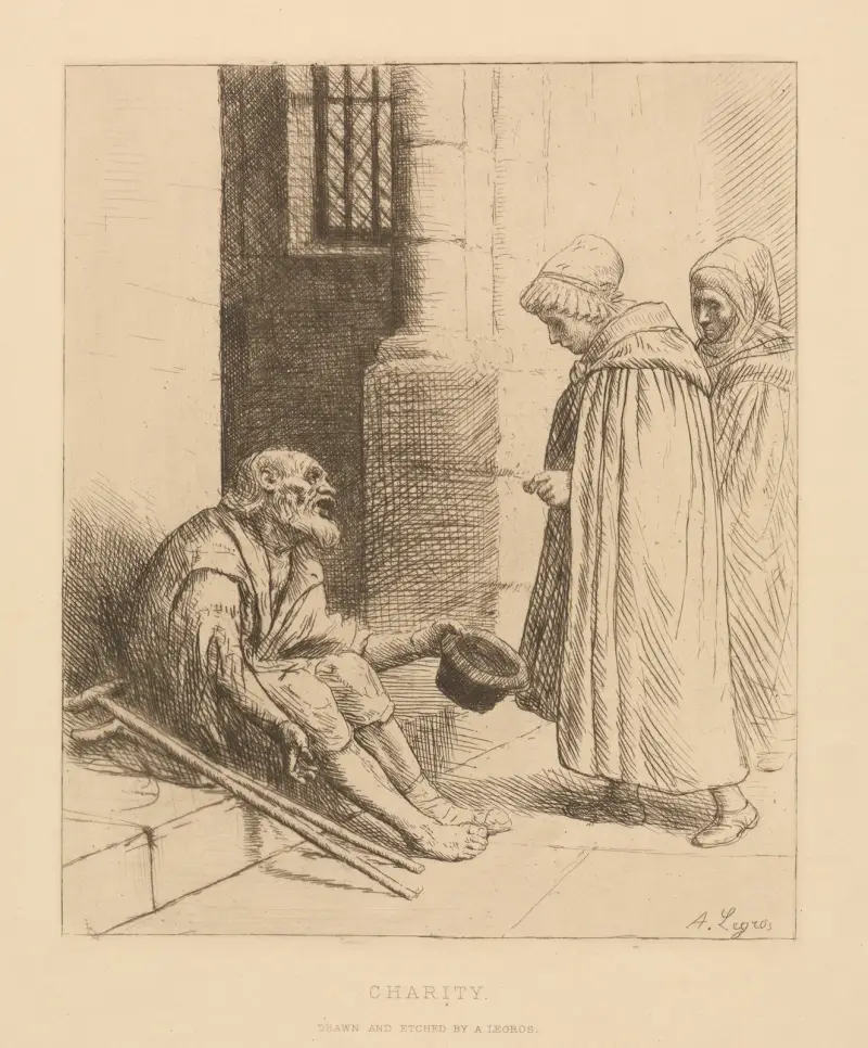 Charity av Alphonse Legros