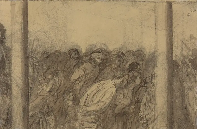 Folkmassa sedd mellan två kolonner (verso) av Alphonse Legros