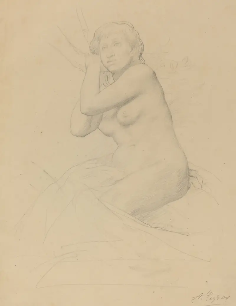 Sittande kvinna, naken av Alphonse Legros