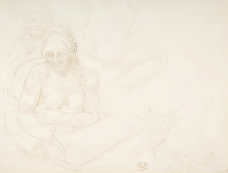 Figurer från »Syndafloden« av Michelangelo av Alphonse Legros