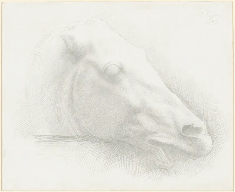 Hästhuvud från Parthenon av Alphonse Legros
