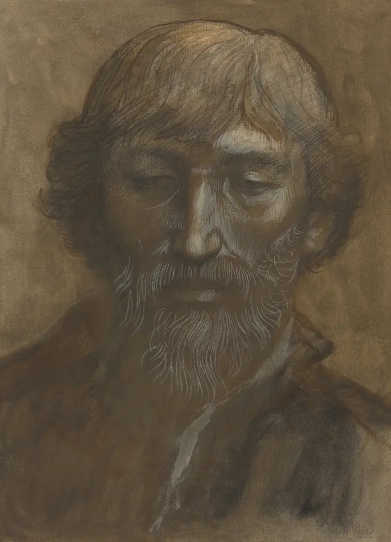 Manshuvud, framifrån av Alphonse Legros