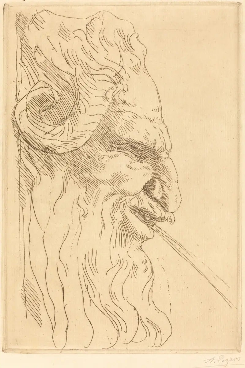 Satyrhuvud av Alphonse Legros