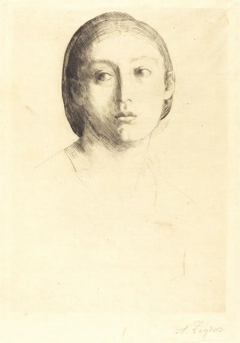Head of a Young Girl (Tete de jeune fille) II av Alphonse Legros