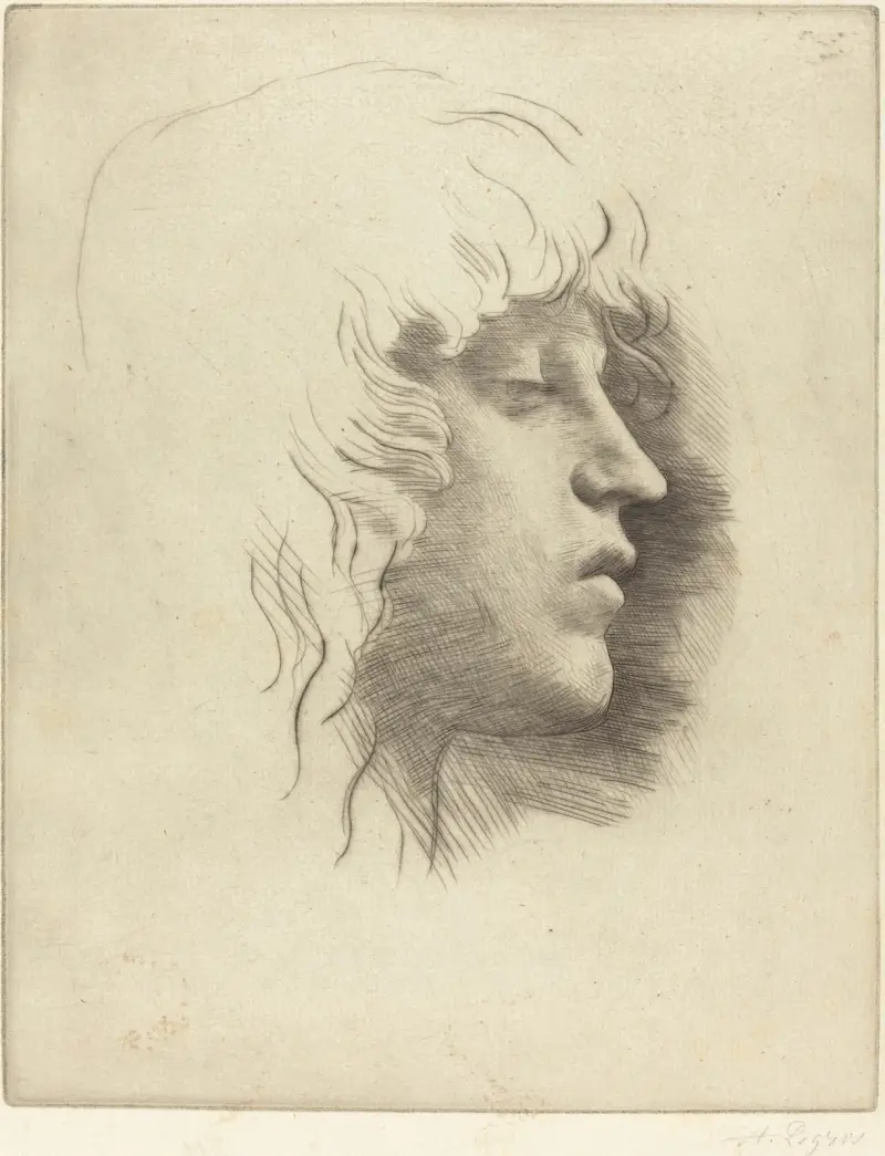 Ung flicka (Tête de jeune fille) III av Alphonse Legros